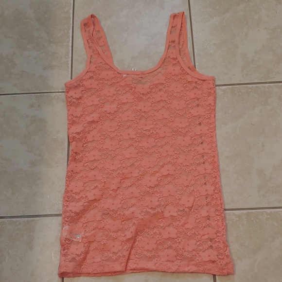 VTG Y2K Aeropostale Sheer Lace Tank Top Coral Cami Women's Size M - Picture 6 of 6